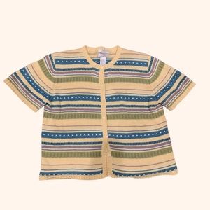 Vintage Yellow/Muticolored Striped Sweater Cardigan 💐